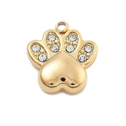 304 подвески из нержавеющей стали с кристаллами и стразами, амулет с принтом кошачьей лапы, вакуумное покрытие pvd