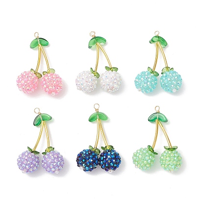 Подвески из непрозрачной смолы цвета ab, Waxberry, с фурнитурой позолоченной латунной