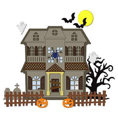 Хэллоуин тема трафареты для резки углеродистой стали умирает, для diy scrapbooking, Фотоальбом, декоративная бумага для тиснения, цвет нержавеющей стали, шаблон дома с привидениями