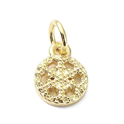 Brass Pendants, Cadmium Free & Nickel Free & Lead Free, Flat Round with Snowflake