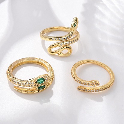 Латунные микро проложить пальцев кольца кубического циркония, без кадмия и без свинца, змея