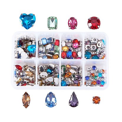 Sew on Rhinestone, Glass Rhinestone, with Brass Prong Settings, Garments Accessories, Faceted