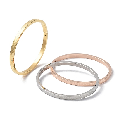 3Pcs 3 Color 304 Stainless Steel Textured Bangles Set, Ion Plating(IP)