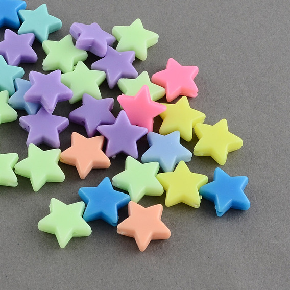 Opaque Acrylic Beads, Star, 13x14x5mm, Hole: 1.5mm, about 1090pcs/500g