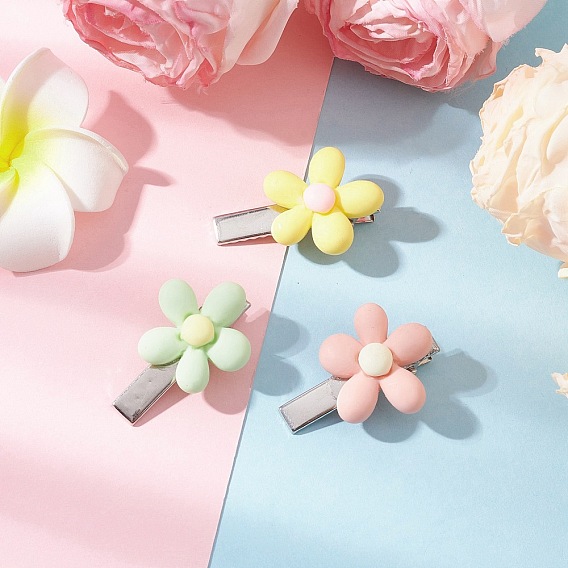 3шт. заколки для волос из смоляной кожи аллигатора для женщин и девочек, цветок