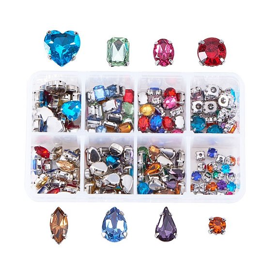 Sew on Rhinestone, Glass Rhinestone, with Brass Prong Settings, Garments Accessories, Faceted