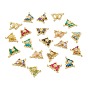 Brass Micro Pave Clear Cubic Zirconia Links Connectors, with Glass, Butterfly, Golden