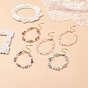 5Pcs 5 Style Natural Mixed Gemstone Chips & Pearl Beaded Bracelets Set for Women