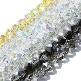AB Color Plated Glass Beads, Half Plated, Faceted, Polygon