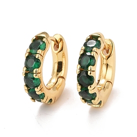 Серьги-кольца с зеленым кубическим цирконием, латунные массивные серьги для женщин, без кадмия, без никеля и без свинца