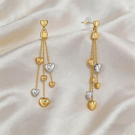 Alloy Heart Stud Dangle Earrings for Women