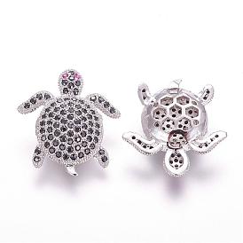 Латунные микро проложить кубического циркония бусы, черепаха