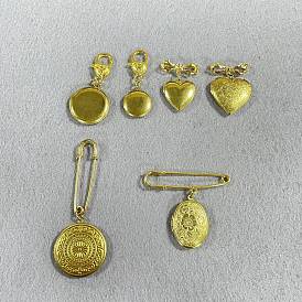 6 Pièces de broches et pendentifs décoratifs en laiton, avec des pendentifs en laiton et des fermoirs mousquetons en alliage