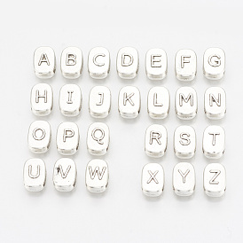 Tibetan Style Alloy Letter Slide Charms, Cadmium Free & Lead Free, Rectangle, Antique Silver