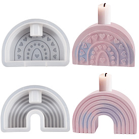 DIY Silicone Rainbow Candle Holders Molds, Candlestick molds, Resin Plaster Cement Casting Molds, Half Round/Arch