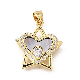Подвески из латунной микро-паве из кубических цирконий в виде черных ракушек, без кадмия и без свинца, звезда с сердцем