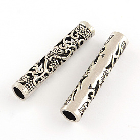 Филигранные бусины сплава труб тибетский стиль, без кадмия и без свинца, 7x36.5 мм, Отверстие : 5 мм , около 273 шт / 1000 г