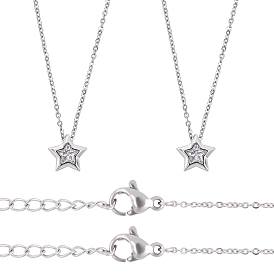 Unicraftale 304 Stainless Steel Pendant Necklaces, with Cubic Zirconia, Star