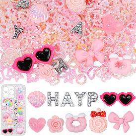 Наборы для самостоятельного декорирования чехлов для телефонов, включая подвески-слайды из цинкового сплава, абс пластмассовые имитационные жемчужные кабошоны, Кабошоны из смолы