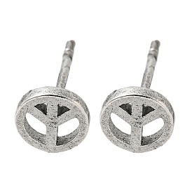 Rack Plated Peace Sign Brass Studs Earrings for Women, Lead Free & Cadmium Free, Long-Lasting Plated