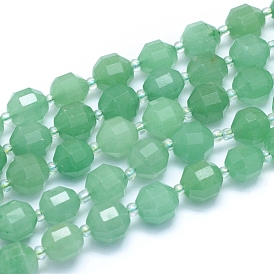 Natural Aventurine Beads Strands, Faceted, Round