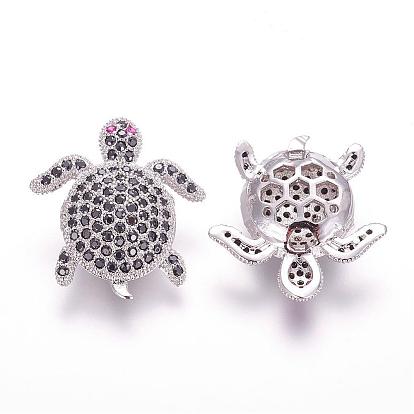 Латунные микро проложить кубического циркония бусы, черепаха