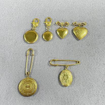 6 Pièces de broches et pendentifs décoratifs en laiton, avec des pendentifs en laiton et des fermoirs mousquetons en alliage