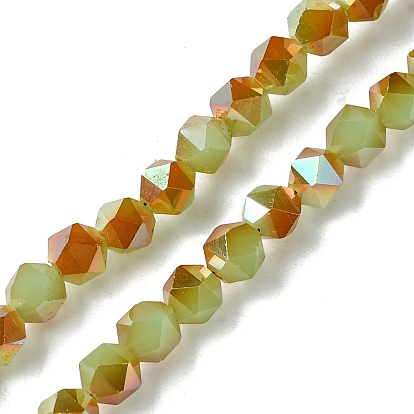 Electroplate Glass Beads Strands, Faceted Round