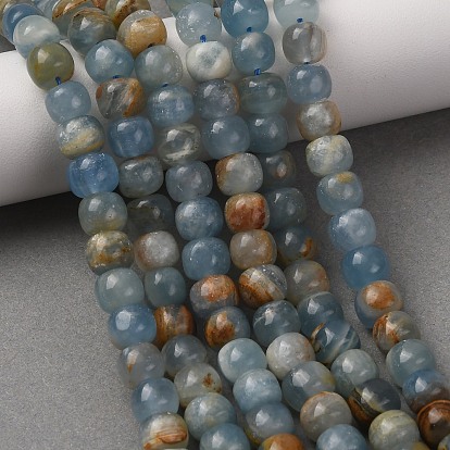 Natural Blue Calcite Beads Strands, Old Style Barrel Beads