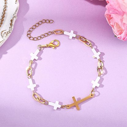 Браслеты из натуральных пресноводных ракушек, соединенных звеньями., браслеты-цепочки из латуни для скрепок для женщин, крестик