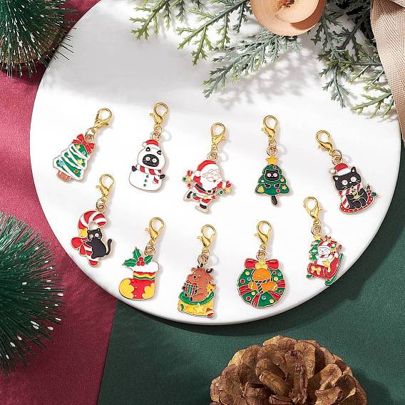 Рождественские украшения из сплава эмали, с цинковым сплавом застежками омаров коготь, разнообразные