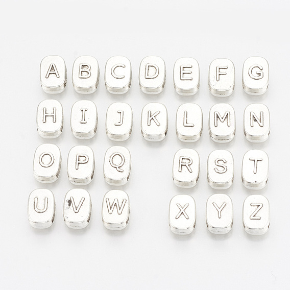 Tibetan Style Alloy Letter Slide Charms, Cadmium Free & Lead Free, Rectangle, Antique Silver