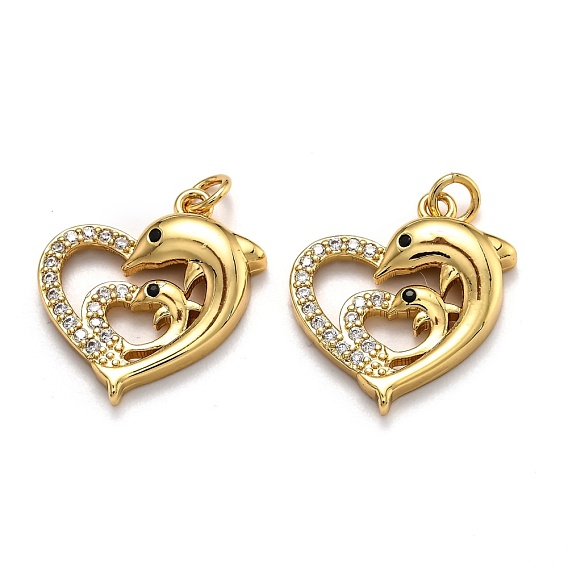 Латунные микро проложить кубического циркония подвески, долговечный, с прыжковых колец, сердце
