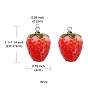 Opaque Resin Pendants, Strawberry Charms, Imitation Food, with Platinum Tone Iron Loops