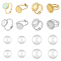 8шт 304 компонент открытого манжетного кольца из нержавеющей стали, настройки звонка, с 8 прозрачными стеклянными кабошонами