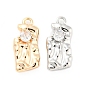 Brass Pendants, with Clear Glass, Irregular Rectangle Charms