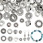 400Pcs 8 Styles Tibetan Metal Beads, Lead Free & Cadmium Free, Mixed Shape