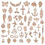 47 Pieces Wholesale Bulk Lots Jewelry Rose Gold Alloy Charm Pendants Leaf Wing Cross Charm for Jewelry Necklace Bracelet Earring Making Craft
