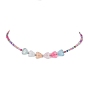 Collier de perles de coeur et de graines en acrylique et bracelet extensible, ensemble de bijoux pour les enfants
