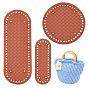 3Pcs 3 Style PU Leather Bag Bottom, with Iron Findings, Oval & Flat Round