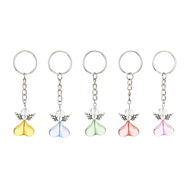 Heart Angel Acrylic & Alloy Keychains, with Iron Keychain Ring