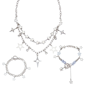 Многослойные ожерелья и цепочки из звездного сплава, браслеты с подвесками, комплекты украшений, с обнаружением железа и смолы