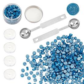 Craspire-Siegelwachs-Partikel-Kits für Retro-Siegelstempel, mit Edelstahl-Löffel, Kerze, leere Plastikbehälter