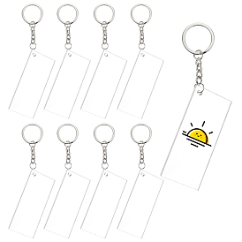 BENECREAT DIY Keychain Making Kits, Including Rectangle Acrylic Pendants, Iron Keychain Clasp Findings, Brass Open Jump Rings