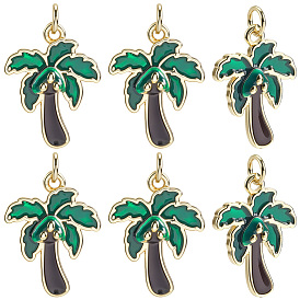 6 кулоны латунные эмалевые шт., с целью перехода в кольце, очарование кокосового дерева, стойки покрытие, прочное покрытие, без кадмия и без свинца