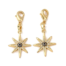 Декоративные подвески из прозрачного кубического циркония с микропаве из латуни в форме солнца, с застежкой омар, стойки покрытие, долговечный, без кадмия и без свинца
