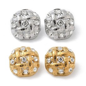 304 Stainless Steel Oval Stud Earrings, with Rhinestone