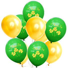 10Pcs Clover Pattern Rubber Inflatable Balloon, for Saint Patrick's Day Party Festival Home Decorations