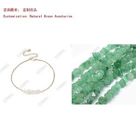 304 Stainless Steel Bracelets, Natural Gemstone Chips Beaded Bracelets