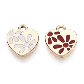 Подвески из эмали и сплава, стойки покрытие, сердце прелести, золотые